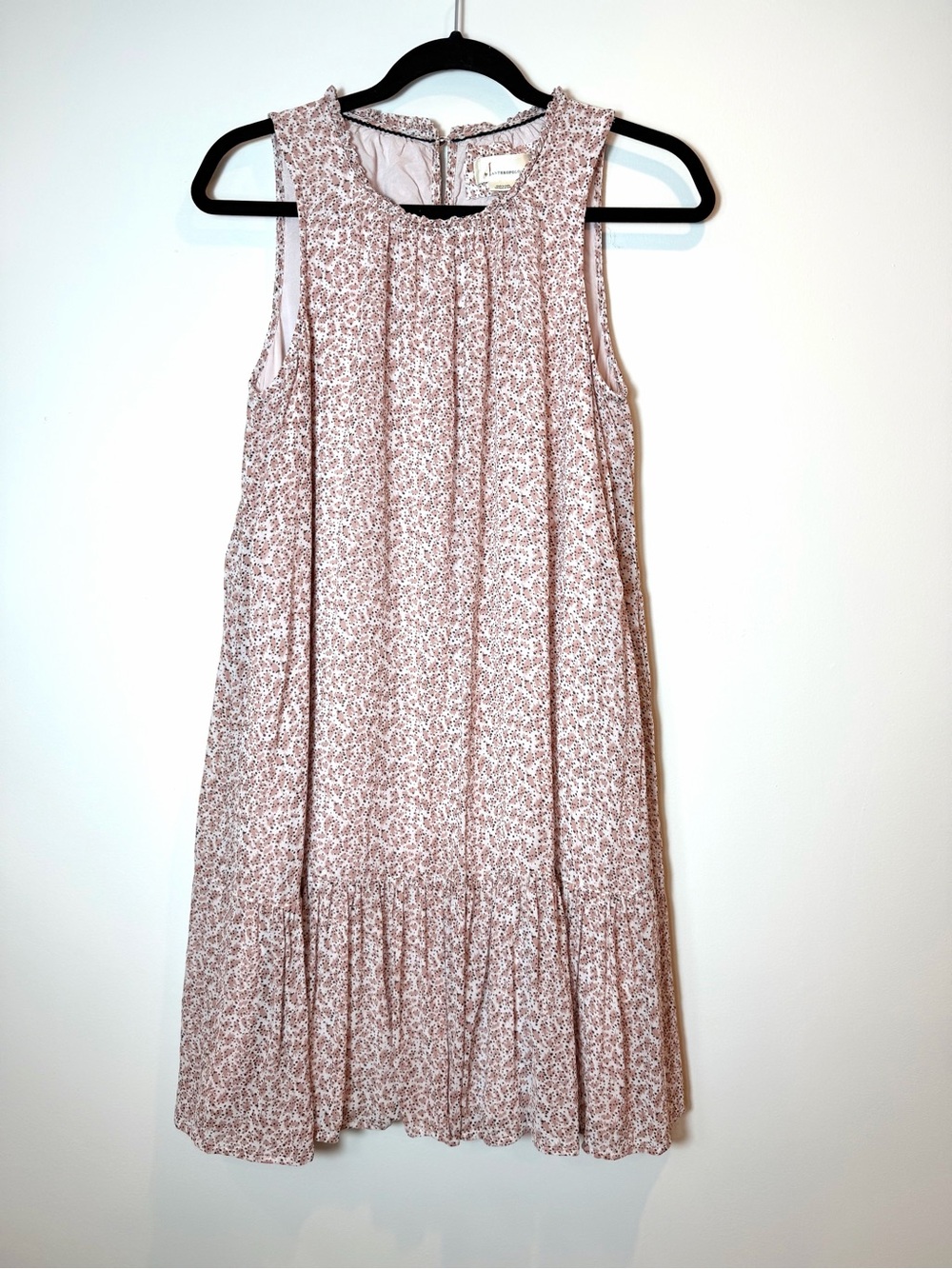 Anthropologie Natalie Pink Floral Tiered Babydoll Ruffle Dress Sz Small